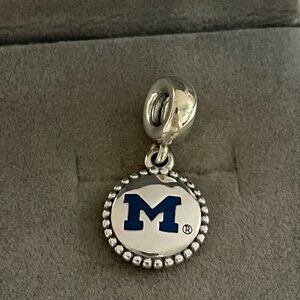 Pandora Michigan Wolverines Dangle Charm Pendant S925 Silver Jewelry